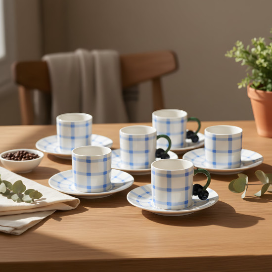 Coffee Cup and Saucer Set - 6 Pcs